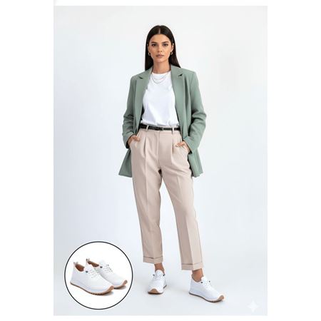 Tone Beyaz Cilt Bağcıklı Spor Ayakkabı