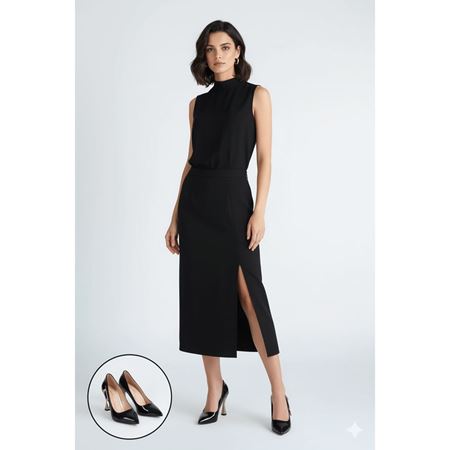 Motya Siyah Rugan Topuklu Ayakkabı