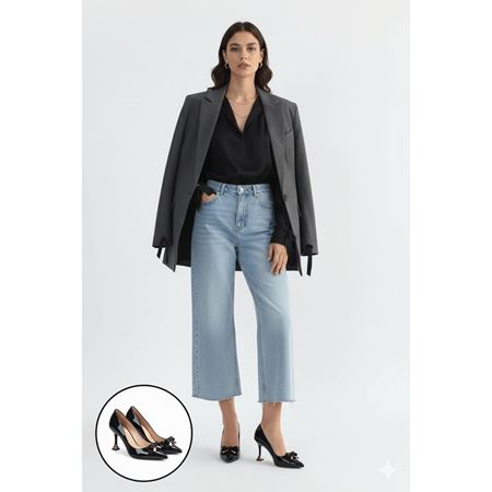 Coby Siyah Rugan Topuklu Ayakkabı