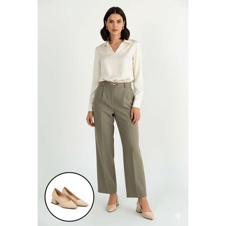 Meort Bej Rugan Topuklu Ayakkabı