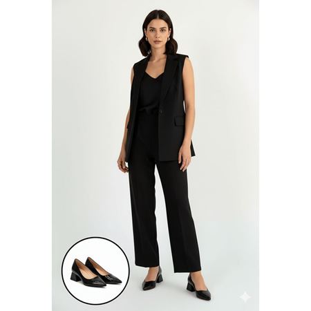 Meort Siyah Rugan Topuklu Ayakkabı