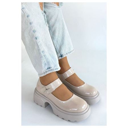 Siyat Bej Rugan Traktör Tabanlı Bantlı Kadın Platform Ayakkabı