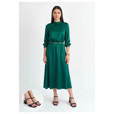 Lanina Siyah Cilt Topuklu Ayakkabı