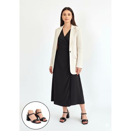 Ruty Siyah Cilt Topuklu Ayakkabı