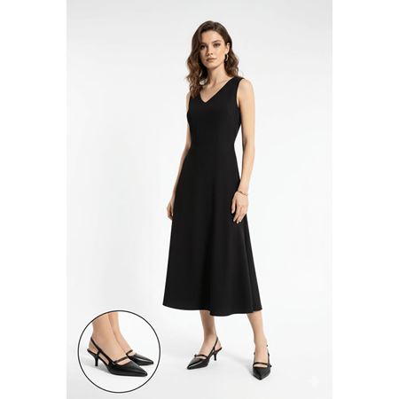 Darina Siyah Cilt Topuklu Ayakkabı