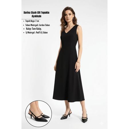 Darina Siyah Cilt Topuklu Ayakkabı