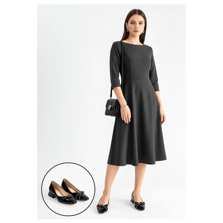 Estay Siyah Rugan Topuklu Ayakkabı