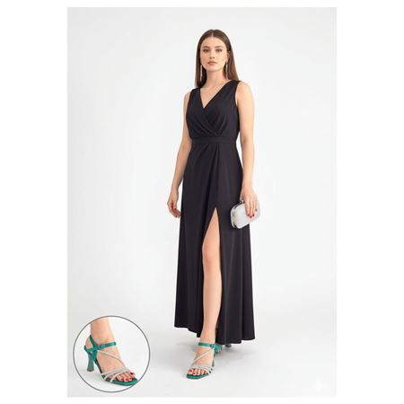 Gloria Yeşil Saten Topuklu Ayakkabı