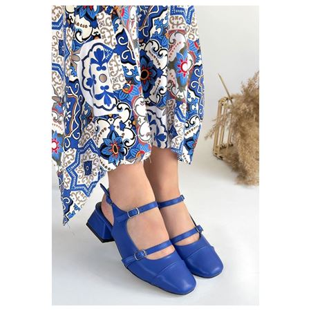 Doran Mavi Cilt Topuklu Ayakkabı