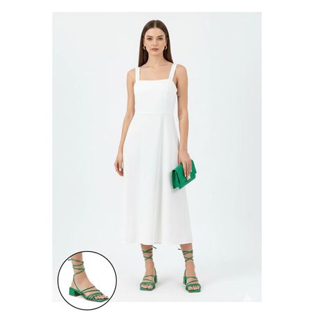 Merdi Yeşil Cilt Topuklu Ayakkabı