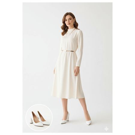 Giort Beyaz Cilt Topuklu Ayakkabı