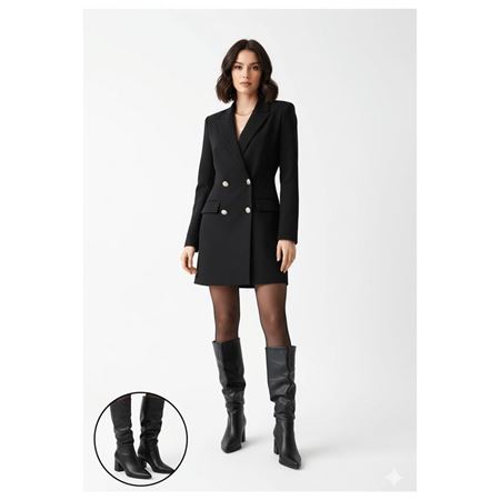 Pety Siyah Cilt Topuklu Ayakkabı