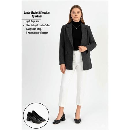 Cande Siyah Cilt Topuklu Ayakkabı