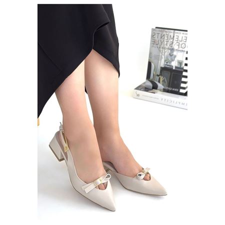 Rewat Bej Cilt Topuklu Ayakkabı