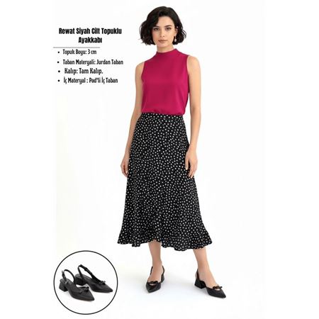 Rewat Siyah Cilt Topuklu Ayakkabı