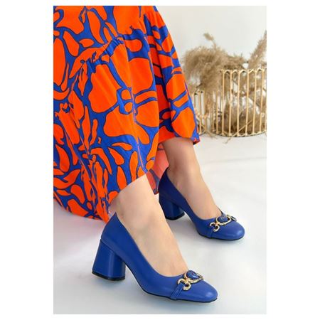 Lucky Mavi Cilt Topuklu Ayakkabı