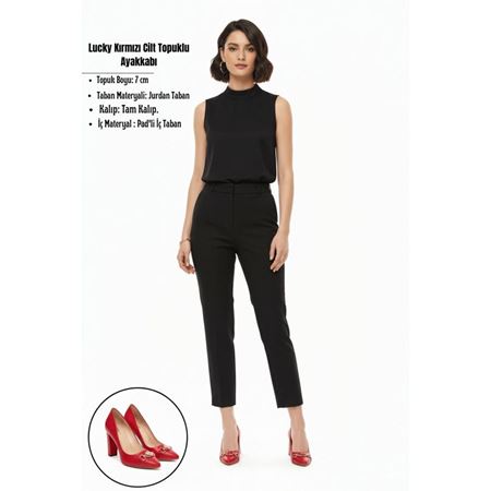 Lucky Kırmızı Cilt Topuklu Ayakkabı