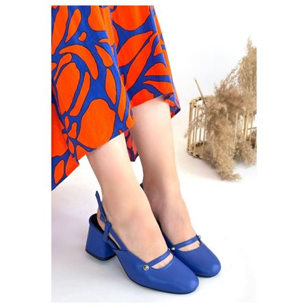 Jecci Mavi Cilt Topuklu Ayakkabı