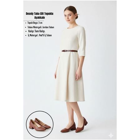 Desniy Taba Cilt Topuklu Ayakkabı