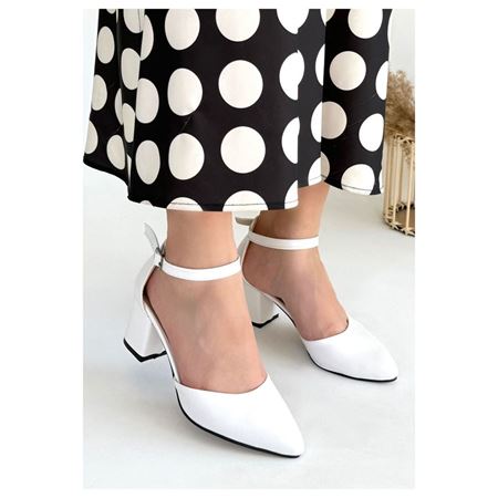 Mulen Beyaz Cilt Topuklu Ayakkabı