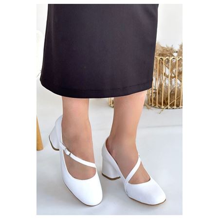 Kier Beyaz Cilt Topuklu Ayakkabı