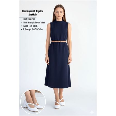 Kier Beyaz Cilt Topuklu Ayakkabı