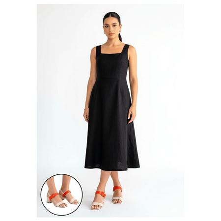 Year Bej Cilt Turuncu Detaylı Topuklu Ayakkabı