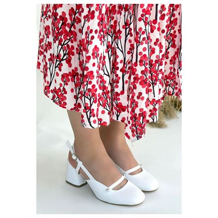 Jecci Beyaz Cilt Topuklu Ayakkabı