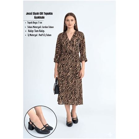 Jecci Siyah Cilt Topuklu Ayakkabı