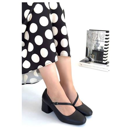 Kier Siyah Cilt Topuklu Ayakkabı