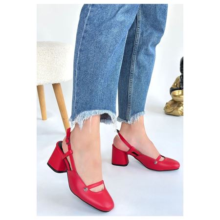 Jecci Kırmızı Cilt Topuklu Ayakkabı