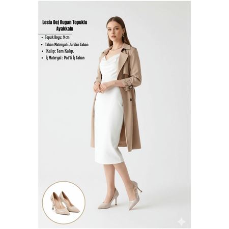 Lesia Bej Rugan Topuklu Ayakkabı