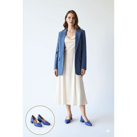 Desniy Mavi Cilt Topuklu Ayakkabı