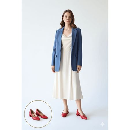 Desniy Kırmızı Cilt Topuklu Ayakkabı