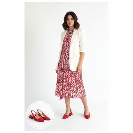 Morji Kırmızı Cilt Topuklu Ayakkabı