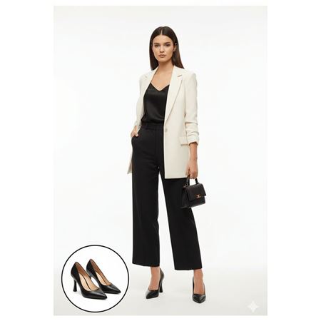 Ulba Siyah Cilt Stiletto Ayakkabı