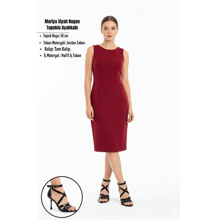 Mariya Siyah Rugan Topuklu Ayakkabı