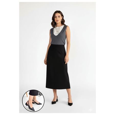 Morji Siyah Cilt Topuklu Ayakkabı