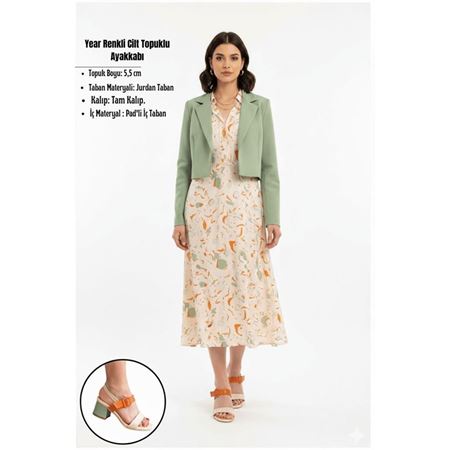 Year Renkli Cilt Topuklu Ayakkabı