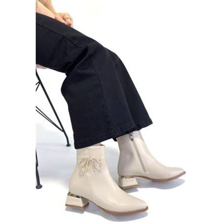 Harly Bej Cilt Topuklu Bot