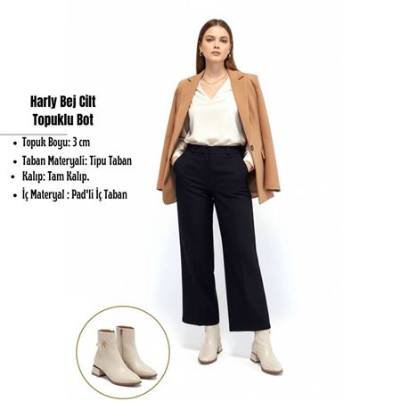 Harly Bej Cilt Topuklu Bot