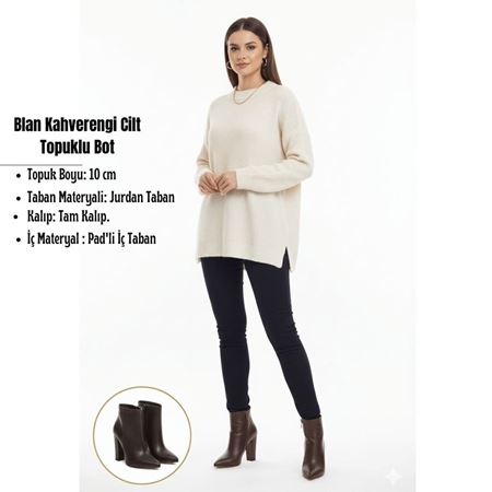 Blan Kahverengi Cilt Topuklu Bot
