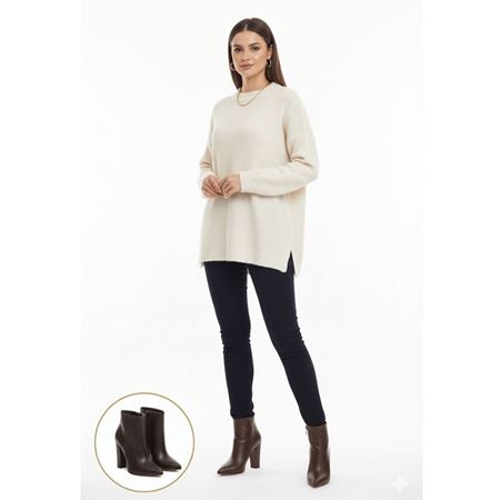 Blan Kahverengi Cilt Topuklu Bot