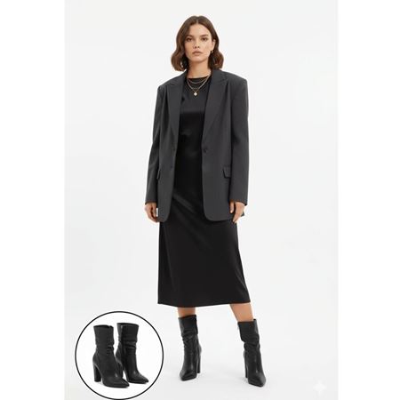 Erita Siyah Cilt Topuklu Çizme