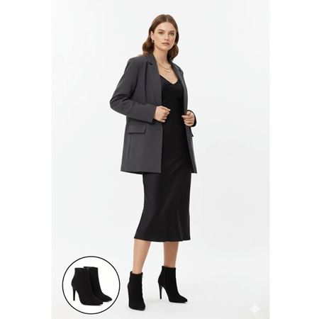 Blan Siyah Süet Topuklu Bot