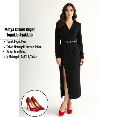 Motya Kırmızı Rugan Topuklu Ayakkabı