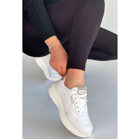 Yejja Beyaz Cilt Bağcıklı Spor Ayakkabı