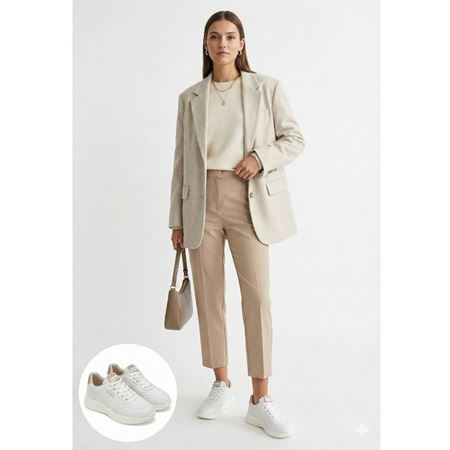 Yejja Beyaz Cilt Bağcıklı Spor Ayakkabı