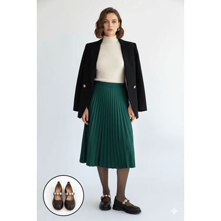 Okira Kahverengi Gold Madalyon Aksesuarlı Kalın Tabanlı Kadın Babet