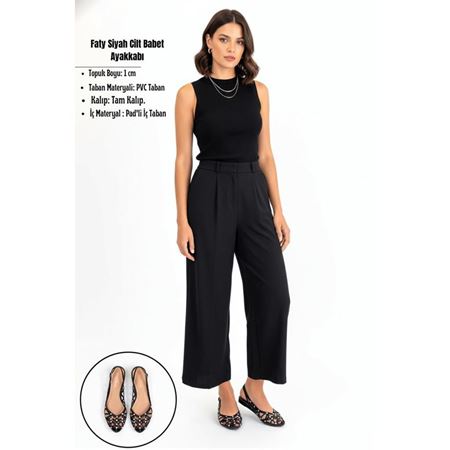 Faty Siyah Cilt Babet Ayakkabı